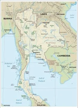 Thailand physiography map Stock Illustration