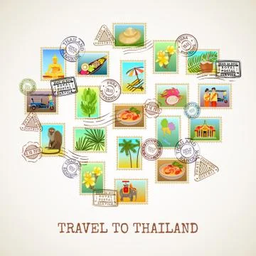 Thailand Postcard Poster Stock Illustration