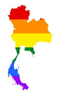 Thailand pride gay vector map with rainbow flag colors. Asian LGBT Stock Illustration