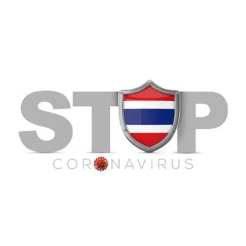 Thailand protective shield. Stop coronavius concept. 3D Render Stock Illustration