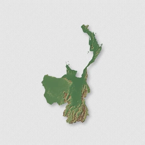 Thailand Rotating 3D Relief Map Seamless Loop, Alpha Channel 4K 스톡 동영상 340698743