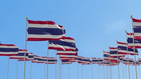 Thailand Row Of Flags Animation Video stock 148798479