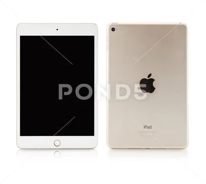 THAILAND, SAMUTSAKHON APRIL 14, 2016: Apple iPad Mini isolated on white backg Stock Photos