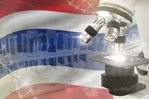 Thailand science development digital background - microscope on flag Stock-Illustration