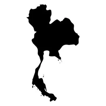 Thailand - solid black silhouette map of country area. Simple flat vector 스톡 일러스트