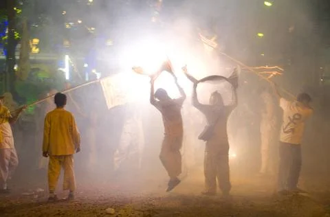  Thailand: The streets of Phuket Town exploding with firecrackers as the p... Stock Photos