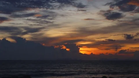 Thailand Sunset Over The Ocean Time Lapse Stock Footage