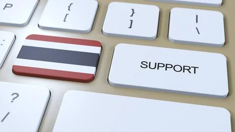 Thailand Support Concept. Button Push 3D Illustration. Support of Country o.. Illustrazione stock