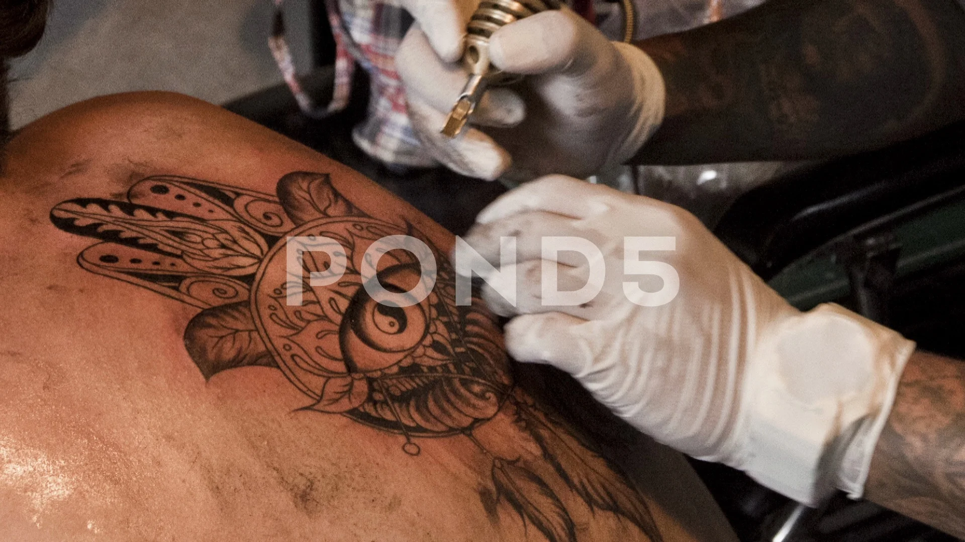 Thailand tattoo artist giving back tatto  Stock Video  Pond5