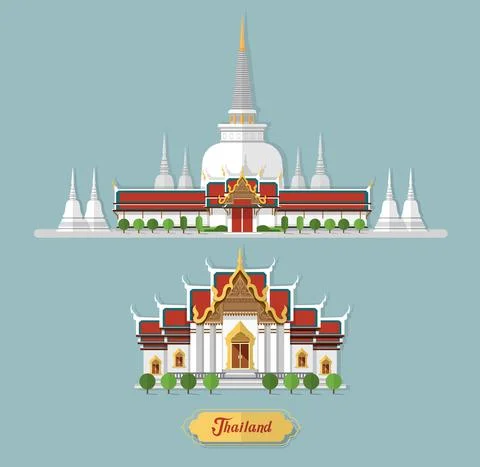 Thailand  temple flash design element  for you design use for web banner back Stock Illustration