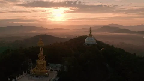 Thailand temple in the rays of the rising sun Stock Footage 292941015
