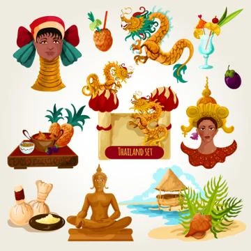 Thailand Touristic Set Stock Illustration