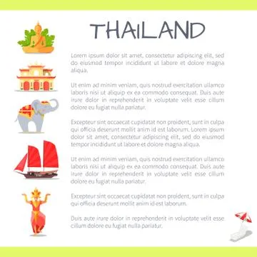 Thailand Touristic Vector Concept with Sample Text Ilustración de archivo