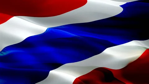 Thailand waving flag. National 3d Thai flag waving. Sign of Thailand seamless Stock Footage 165851253