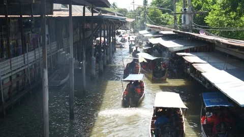 Thailand's floating market Stock Footage 267874173