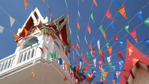 Thailand's paper flags for decoration Stock Footage 257538947