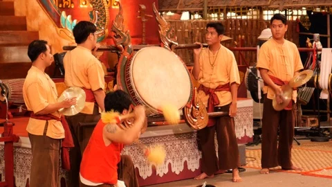 Thailand’s Traditional drummers Stock Footage 122275816
