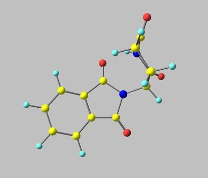 Thalidomide molecule on gray Illustrazione stock