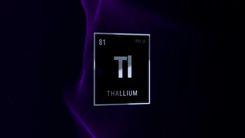Thallium Chemical Element Periodic Table Symbol on Abstract Purple Background Stock Footage 336359314