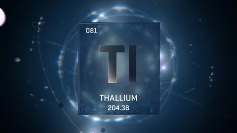 Thallium as Element 81 of the Periodic Table 3D illustration on blue background 스톡 동영상 119603696