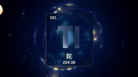 Thallium as Element 81 of the Periodic Table 3D animation on blue background 스톡 동영상 126454089