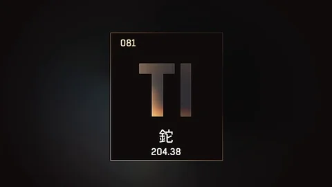 Thallium as Element 81 of the Periodic Table 3D illustration on grey background Stock Footage 126454097