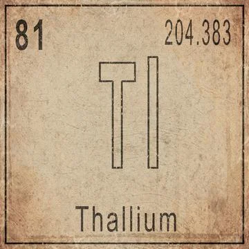 Thallium Element Card from Periodic Table on Vintage Old Paper Stock Illustration
