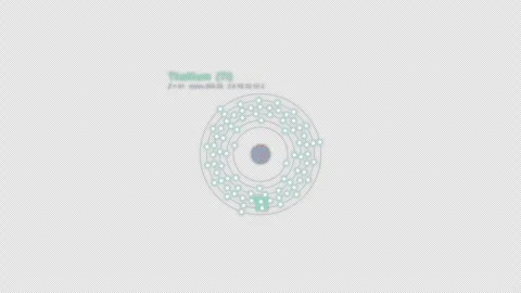 Thallium Tl Bohr Atom Model Labeled Animation Video Overlay Alpha 4K Vídeo Stock 339367078