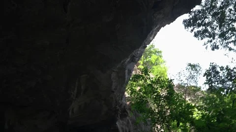 Tham Heup Cave Exit Point Into the Jungle Video stock 333266679