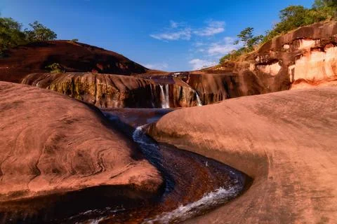 Tham Phra Waterfall Waterfall located in Bueng Kan Province, Thailand. Ther.. Stock Photos