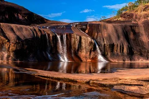 Tham Phra Waterfall Waterfall located in Bueng Kan Province, Thailand. Ther.. Stock Photos