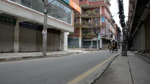 Thamel area during lockdown Stock Footage 155545130