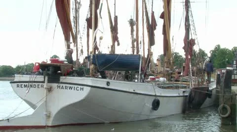 Thames Barge Mooring Stock Footage 10758958