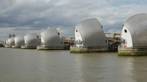 Thames Barrier, River Thames, Woolwich, London Stock Footage 50227543