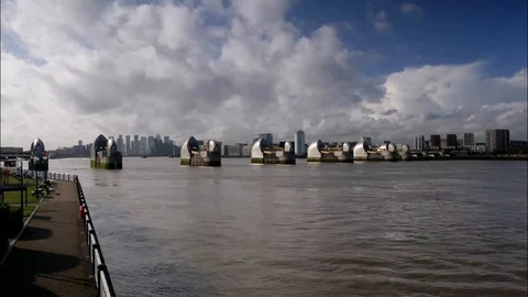 Thames Barrier Wide 스톡 동영상 121570977