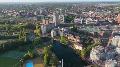 Thames between bridges pan left Aerial shot UK 스톡 동영상 336336281