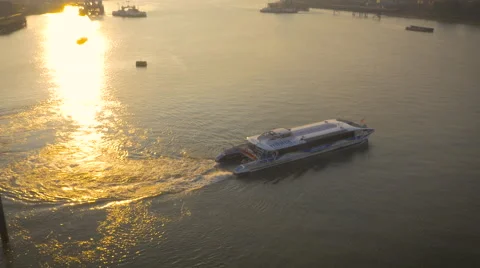 Thames Clipper heading up River Thames to City of London Stock Footage 59864926