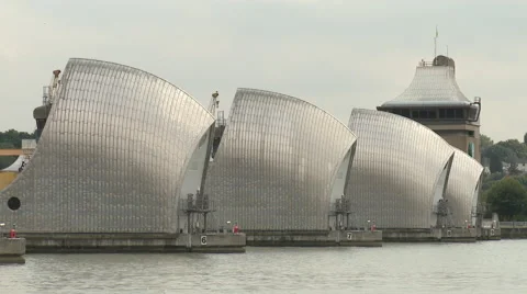 Thames Flood Barrier CU Stock Footage 47615456