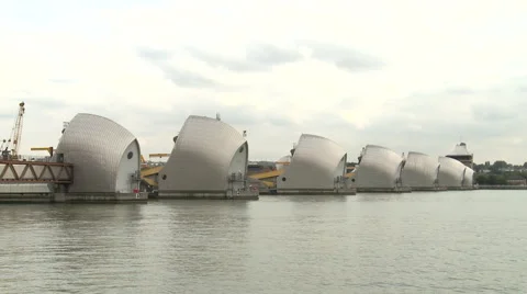 Thames Flood Barrier WIDE Stock Footage 47616634