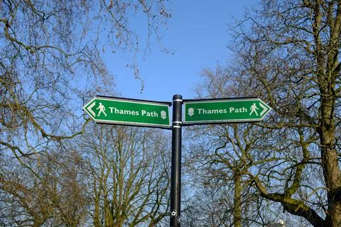 Thames Path direction arrows in Surrey Quays.  Stock Photos