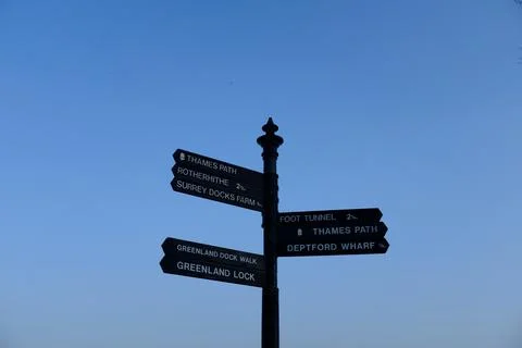 Thames path sign Stock Photos