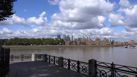 Thames river and clipper boat from Greenwich, London, UK Stock Footage 112976600