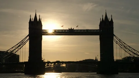 Thames River Bus Boat passing Tower Bridge Stock Footage 108264173