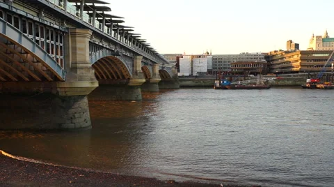 Thames River going through London Stock Footage 67911100