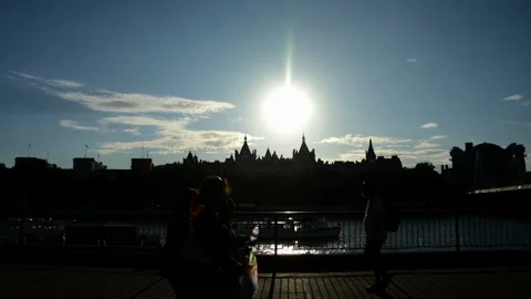 Thames river landscape against the light from Southbank. London. Timelapse Stock Footage 287121291