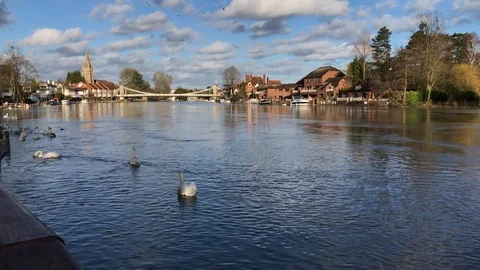 Thames river - Marlow on a sunny day, England Stock Footage 125589736