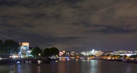 Thames river at night time Stock Photos
