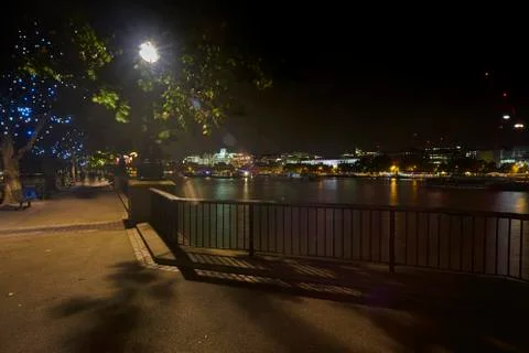 Thames river at night time Stock Photos