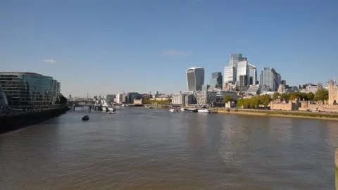 Thames River as Seen from Tower Bridge Stock Footage 287826773