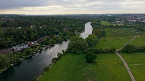 Thames River shot  Caversham fields UK Stock Footage 336336280